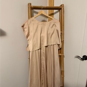 Elegant champagne coloured Midi Skirt & matching Crop Top